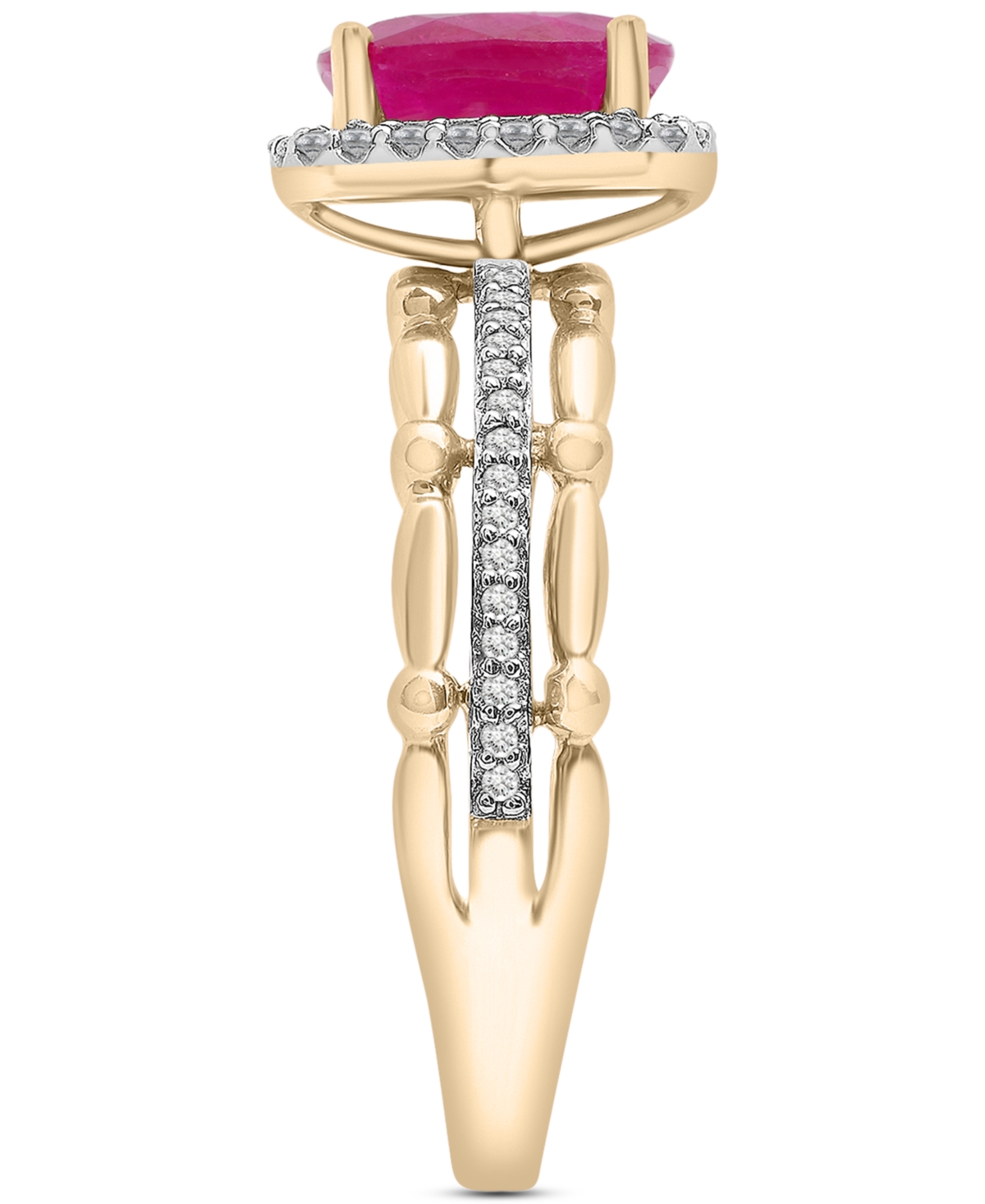 Macy's Ruby (1-7/8 Ct. T.w.) & Diamond (1/5 Ct. T.w.) Oval Halo Ring In 14k Gold In Ruby