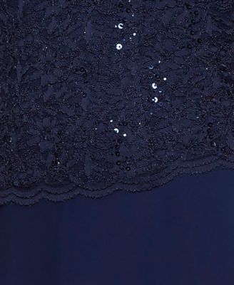 Sequined Lace Contrast Midi Dress