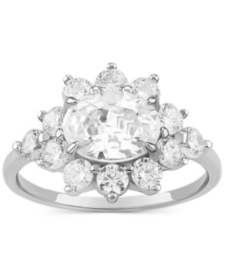 Cubic Zirconia Oval Cluster Ring in Sterling Silver, Created for Macy's