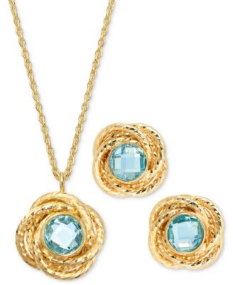 Macy's - 2-Pc. Set Citrine Love Knot 18" Pendant Necklace & Matching Stud Earrings (1-3/4 ct. t.w.) in 14k Gold-Plated Sterling Silver