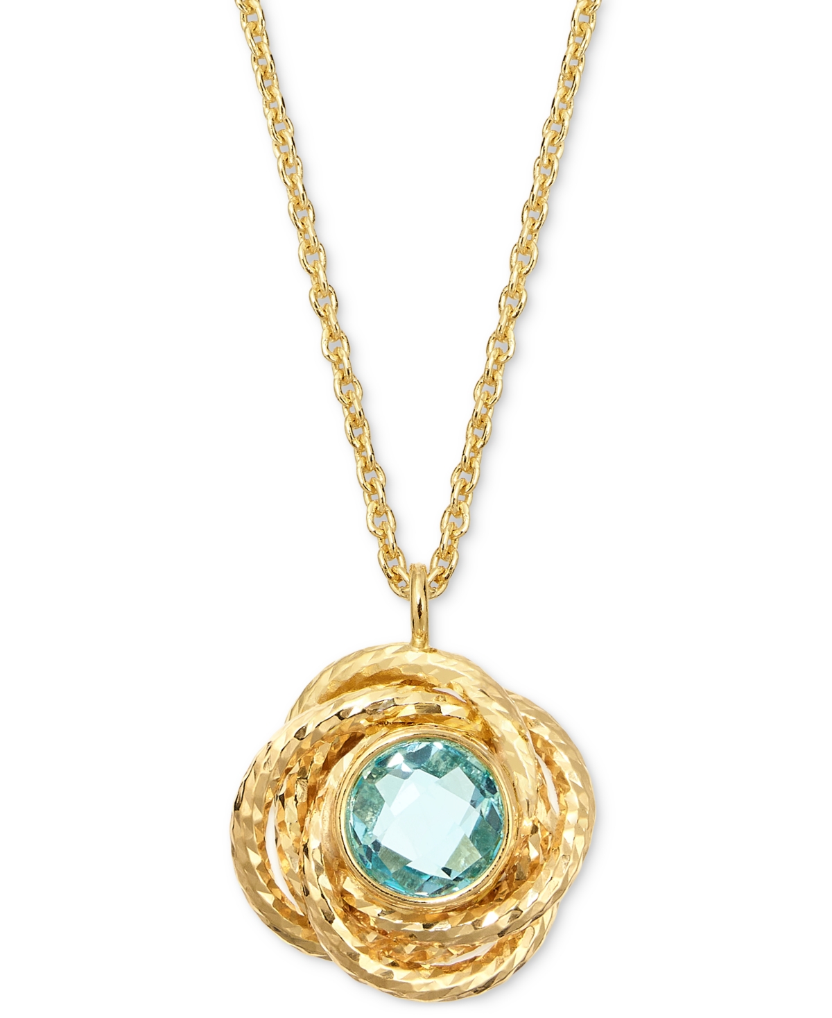 Macy's 2-pc. Set Citrine Love Knot 18" Pendant Necklace & Matching Stud Earrings (1-3/4 Ct. T.w.) In 14k Go In Blue Topaz