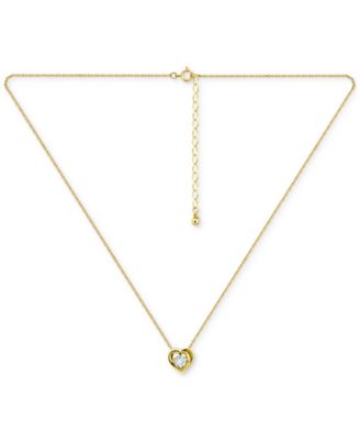 Cubic Zirconia Heart Pendant Necklace in 18k Gold Over Sterling Silver, 16" + 2" extender, Exclusively at Macy's
