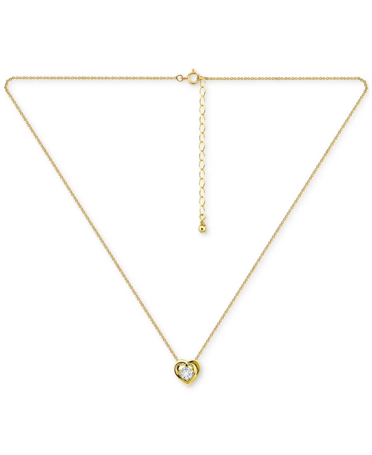Giani Bernini Cubic Zirconia Heart Pendant Necklace In 18k Gold Over Sterling Silver, 16" + 2" Extender, Exclusive In Gold