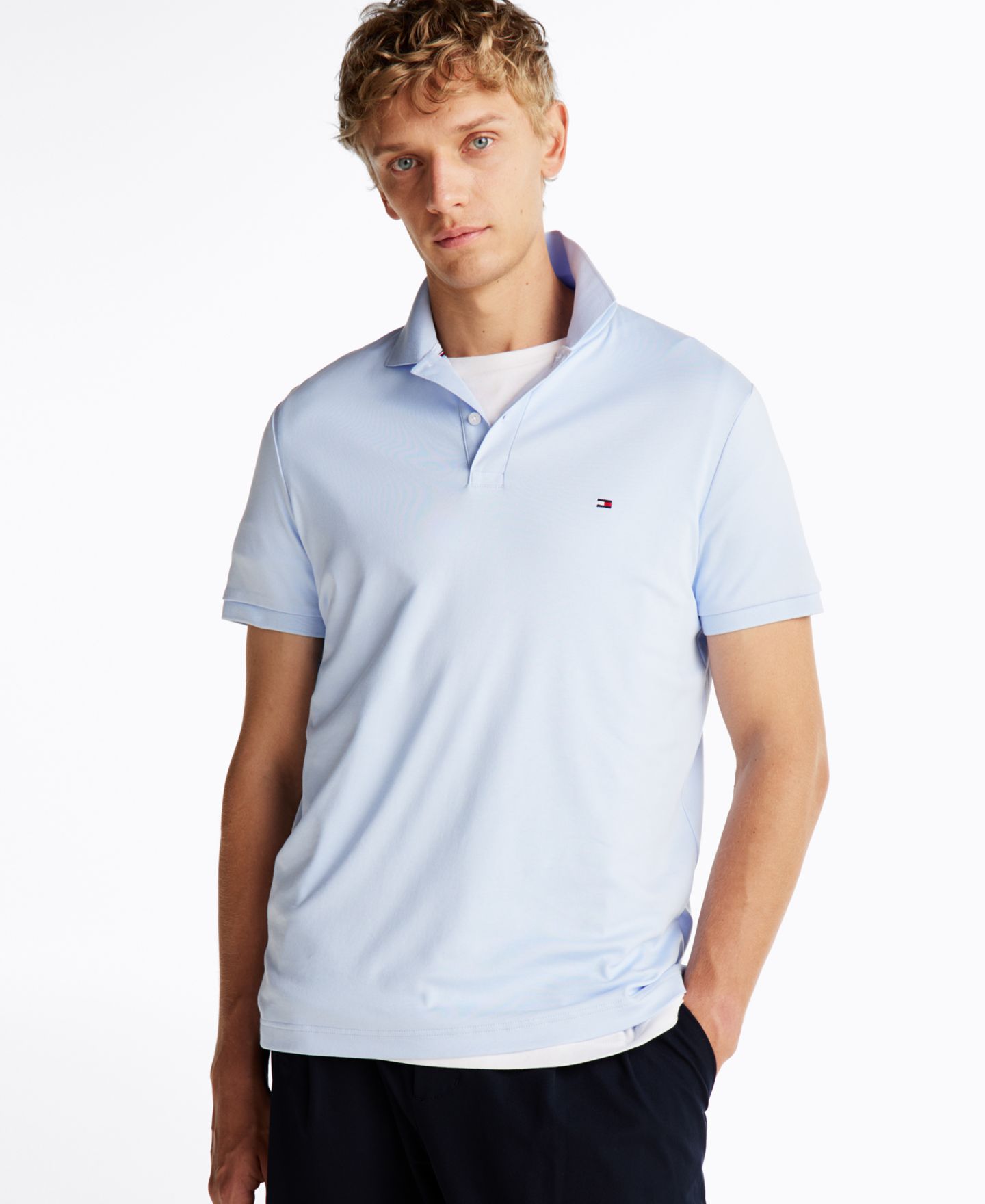 Мужское поло Tommy Hilfiger Regular-Fit Smooth Touch Liquid Cotton Polo Shirts, цвет: Синий — фото 1