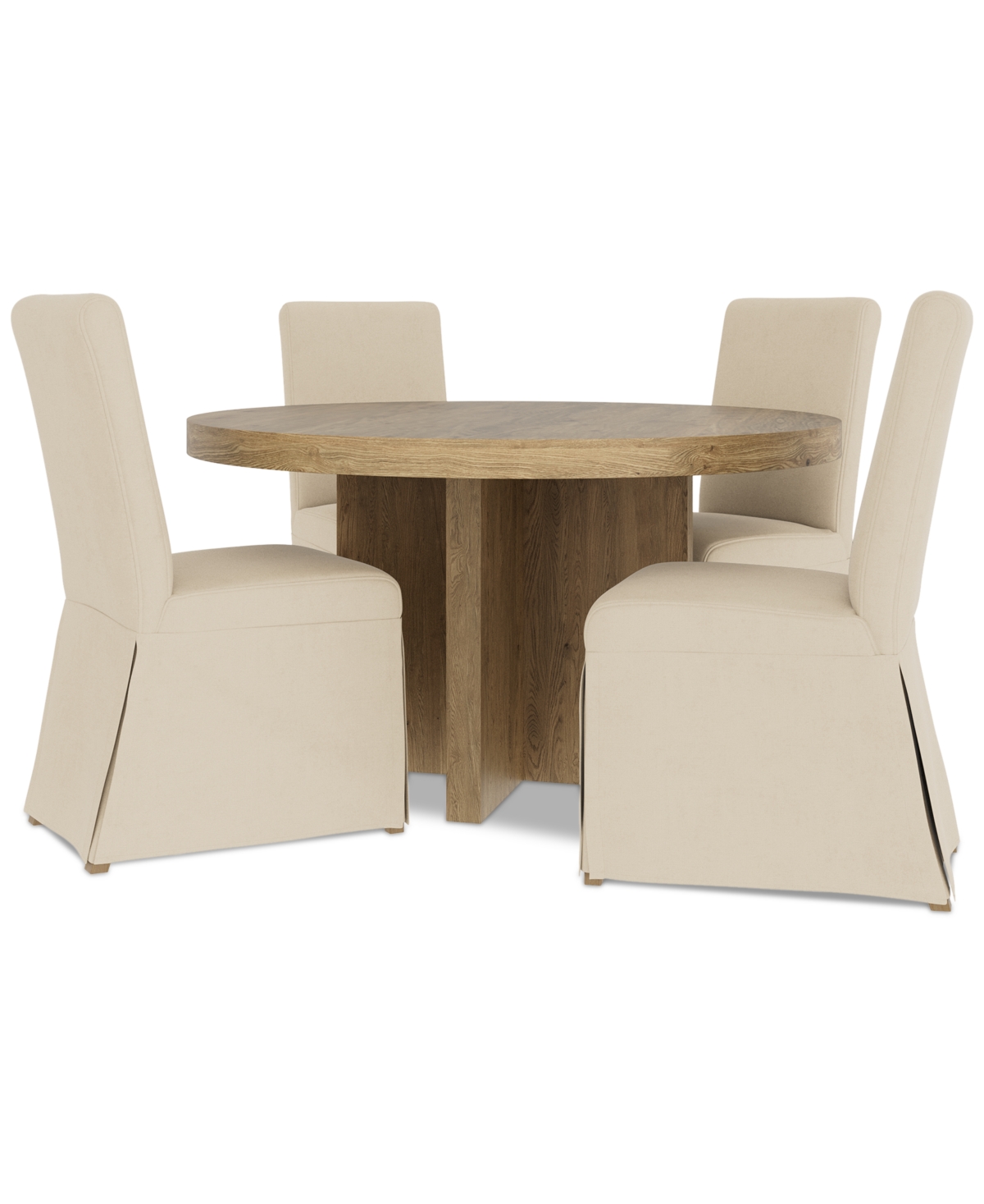 Macy's 5pc Dining Set (davie Round Table & 4 Estby Chairs) In Ivory