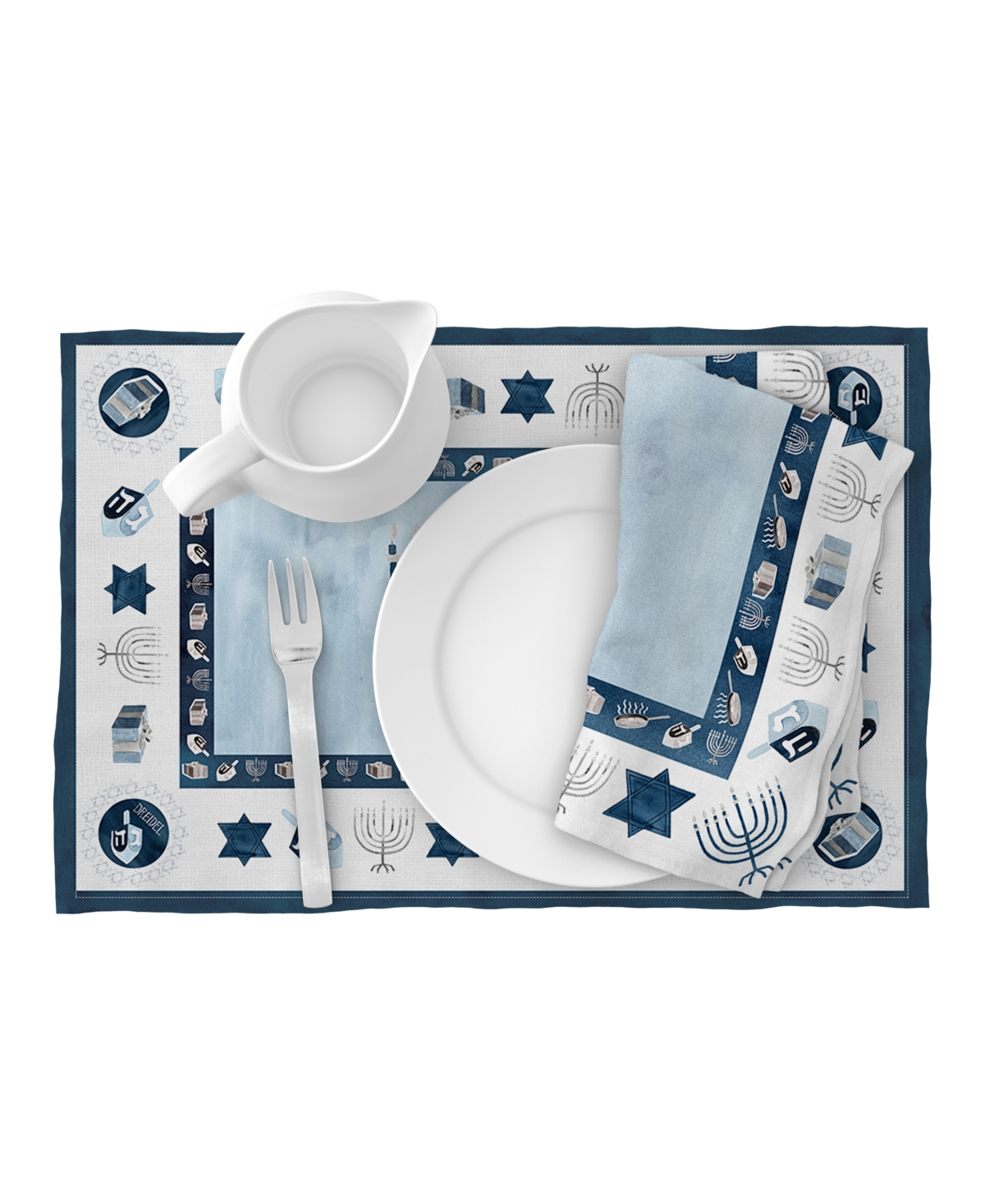 Laural Home Happy Hanukkah Set Of 4 Placemat, 13" X 19" In Blue
