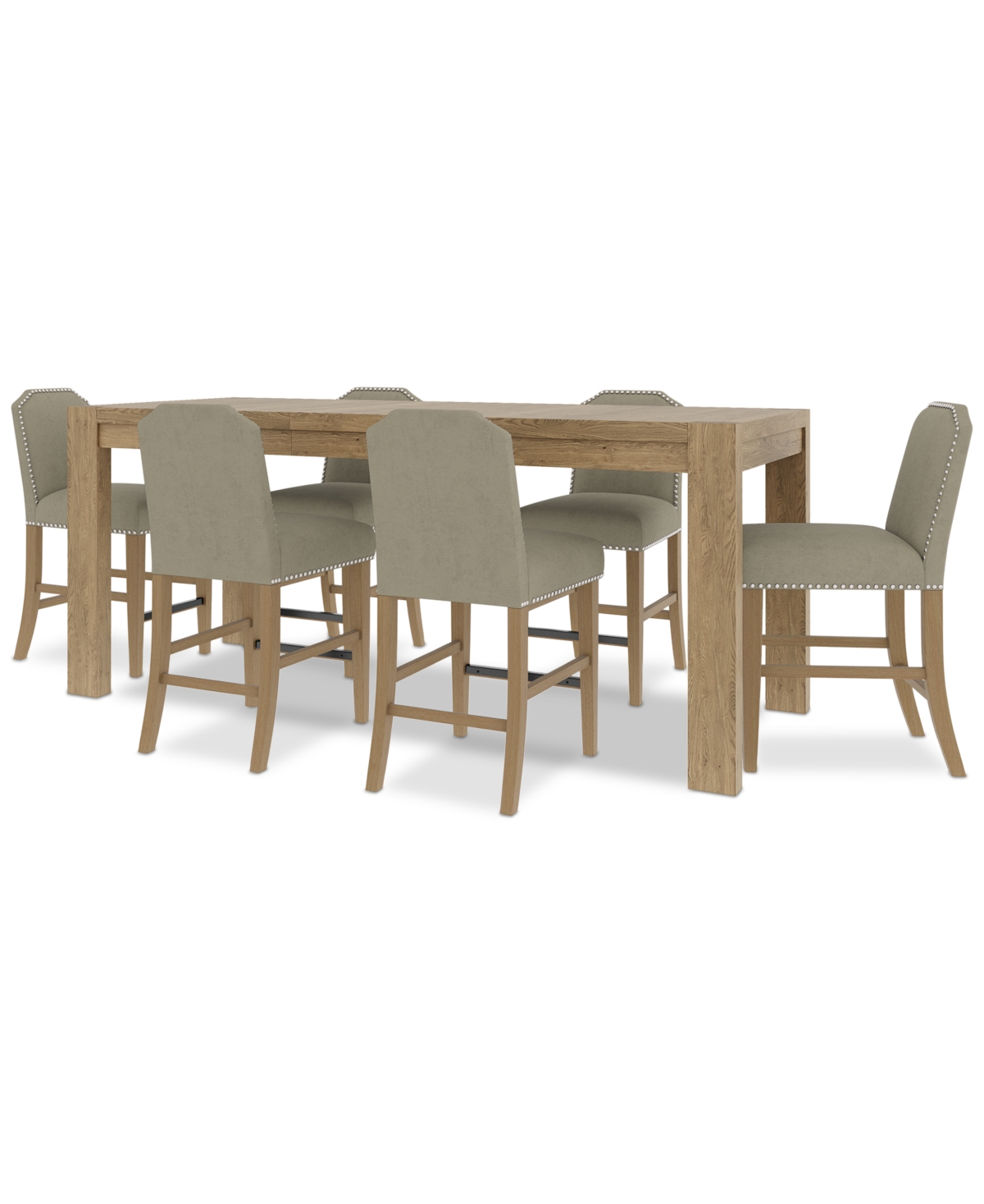 Macy's 7pc Counter Height Dining Set (davie Rectangular Table & 6 Hinsen Stools) In Sand