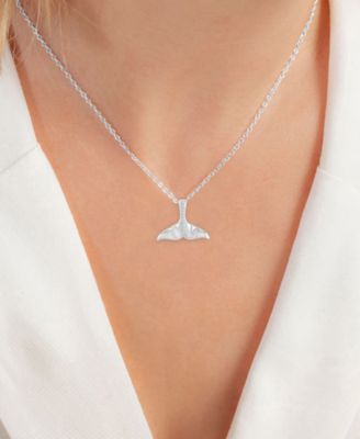 Whale Tail Pendant Necklace in Sterling Silver, 18"