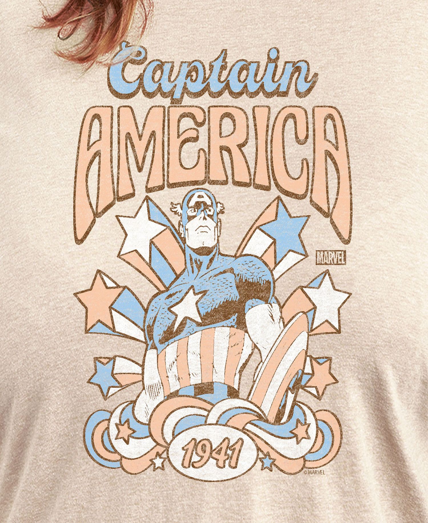 Plus Size Marvel Captain America Graphic Crew Neck Tee