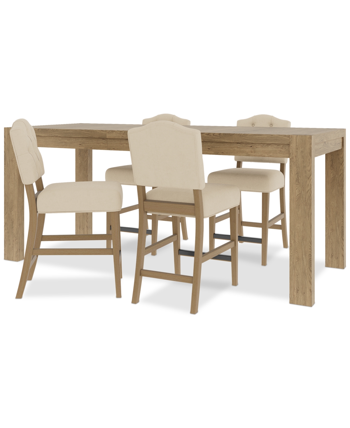Macy's 5pc Counter Height Dining Set (davie Rectangular Table & 4 Jesilyn Stools) In Ivory