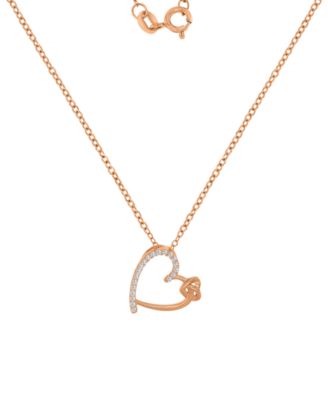 Cubic Zirconia Double Heart Pendant Necklace in Sterling Silver, 18" (Also Available in 14k Gold and 14k Rose Gold Plated Sterling Silver)