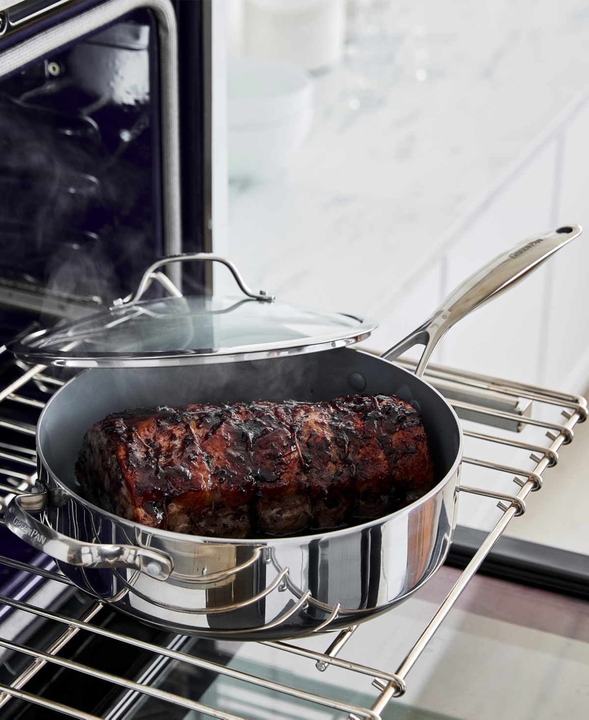 Greenpan Valencia Pro Stainless Steel 5-qt. Saute Pan With Lid In Stainless Steel