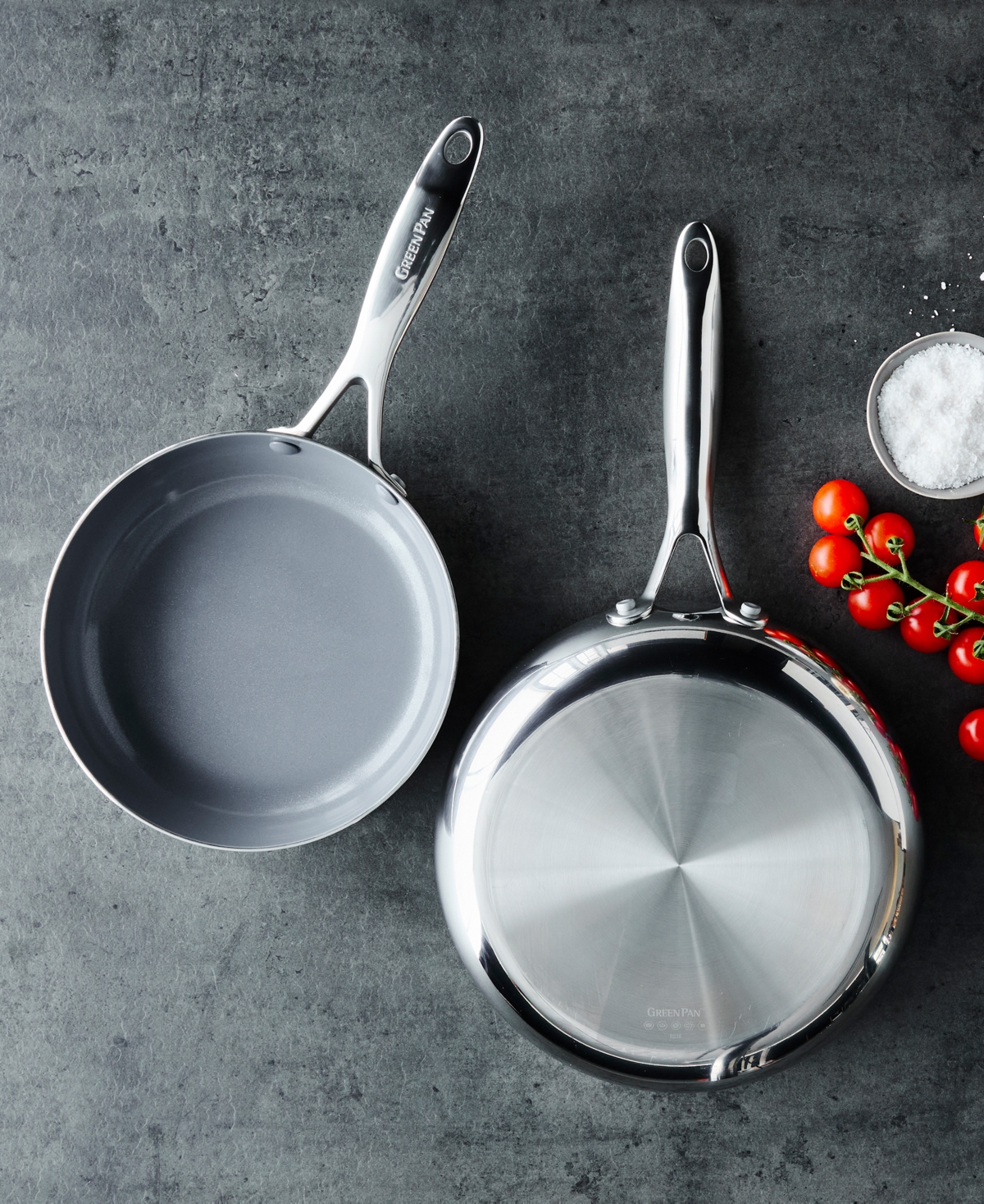 Greenpan Valencia Pro Stainless Steel 8" & 10" Open Frypan Set In Stainless Steel