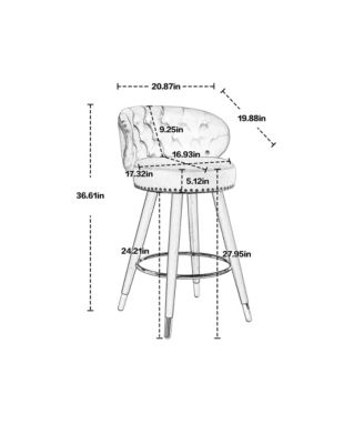 360° Swivel Tall Counter Height Stools Set of 2 with Solid Wood Legs for Kitchen Island -The Pop Home