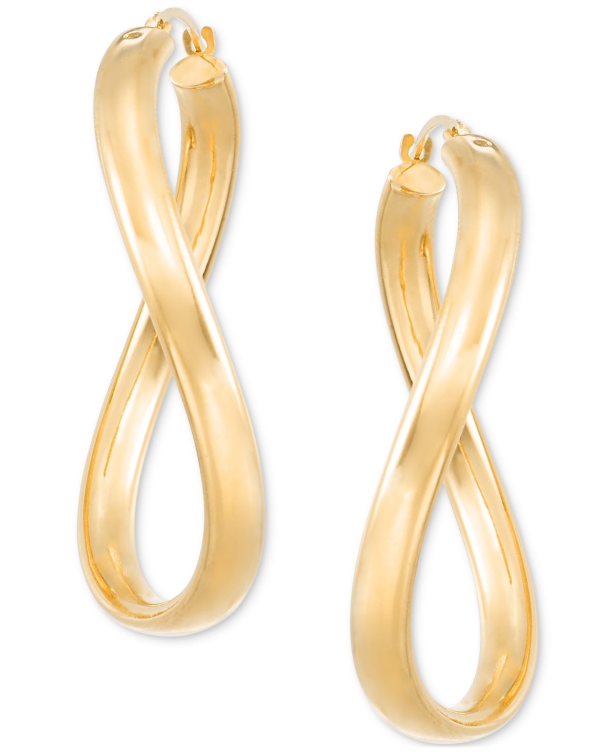 Polished Wavy Oval Drop Earrings in 14k Gold Over Resin - Gold