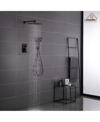 10 Inch Wall Mounted Square Shower System Set with Handheld Spray