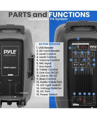 400W Bluetooth Indoor/Outdoor PA Speaker with FM, USB, SD, AUX, Lights, Microphone, Remote