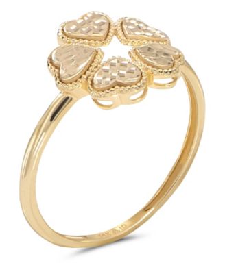 Clover Heart Ring in 14K Gold, Size 6, approx. 1.8 grams.