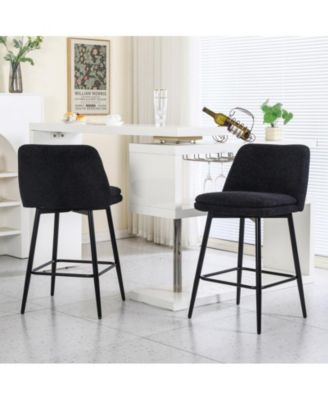  Set of 2  Upholstered, Metal Legs   25.6", 360° Swivel  Counter Height Stools