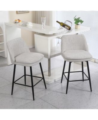  Set of 2  Upholstered, Metal Legs   25.6", 360° Swivel  Counter Height Stools
