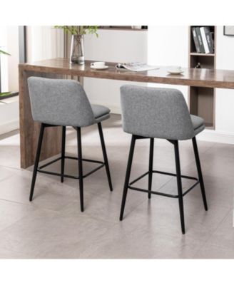  Set of 2  Upholstered, Metal Legs   25.6", 360° Swivel  Counter Height Stools