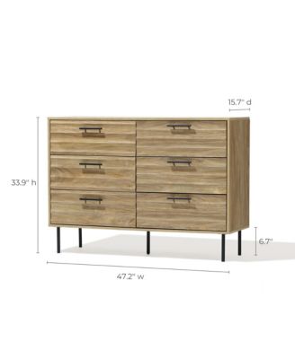 Mid-Century Modern Wave 6-Drawer 47.2-Inch Wide Dresser