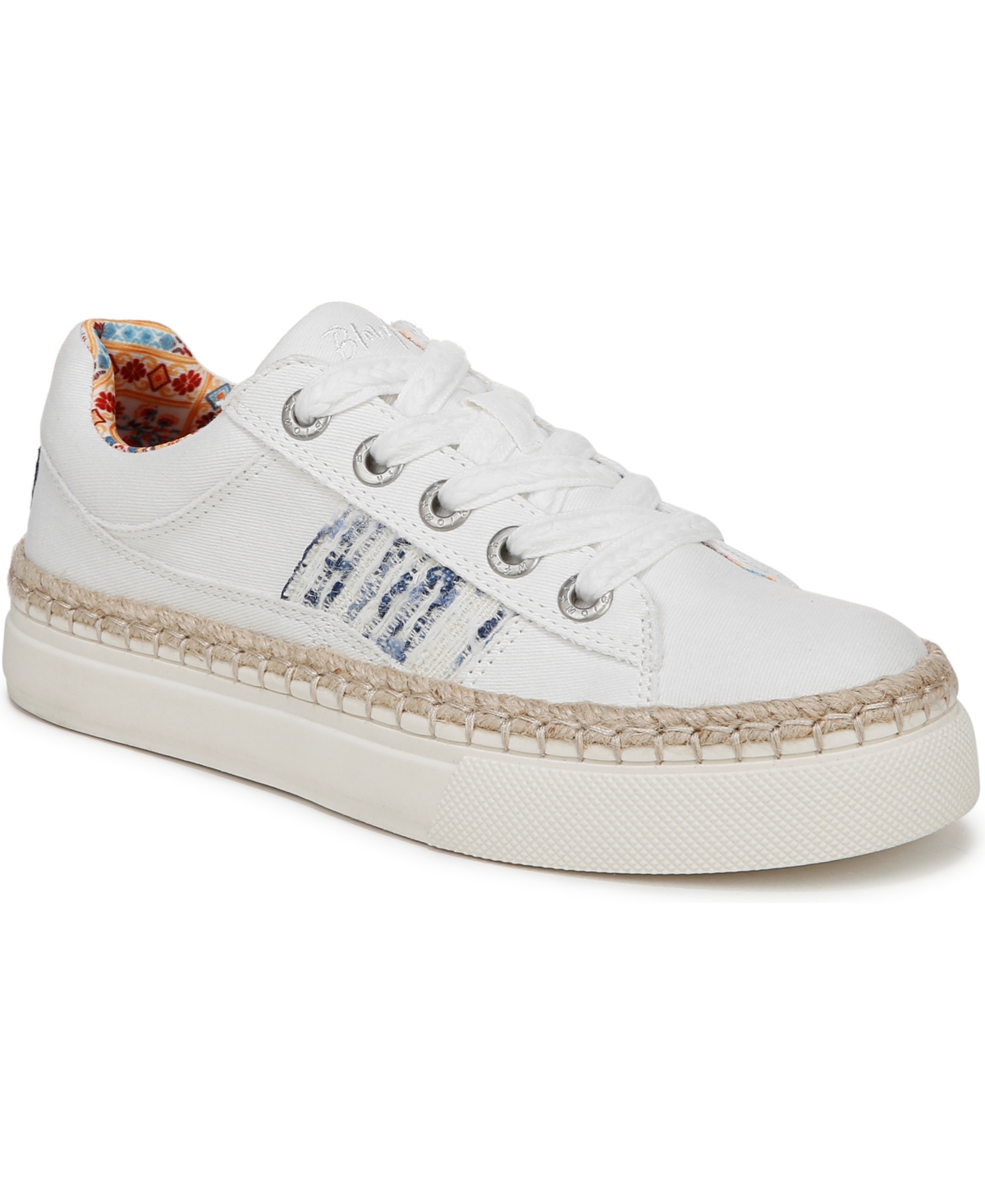 Shop Blowfish Malibu Women's Northshore Lace Up Sneakers In White Multi Twill Fabric