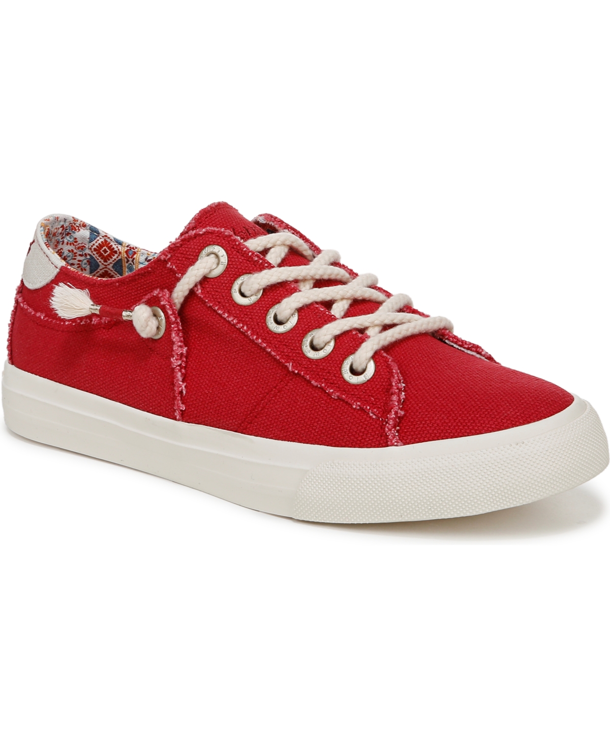 Shop Blowfish Malibu Women's Martina Lace Up Platform Sneakers In Pompeiian Red Canvas