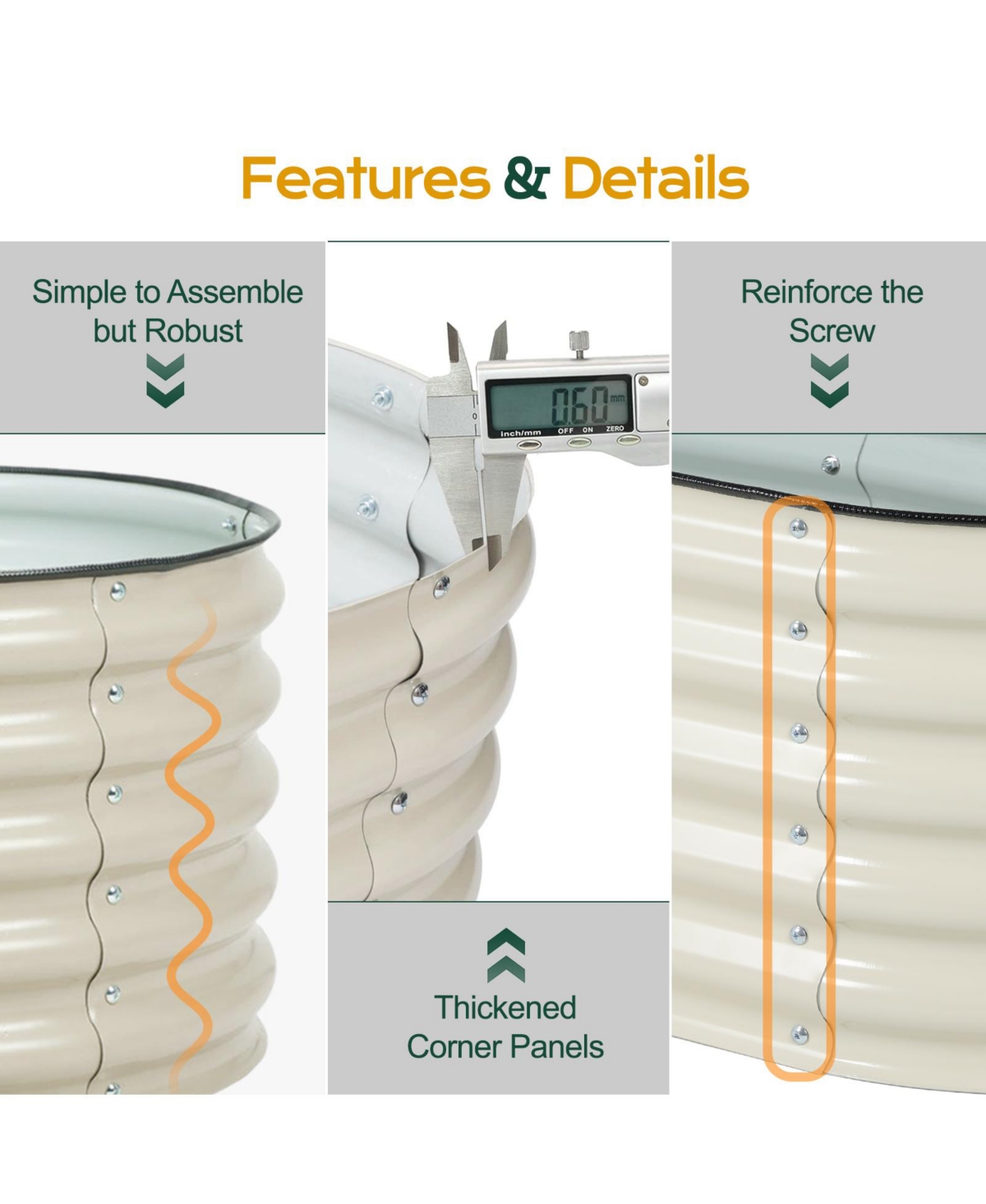 Aoodor Modular Metal Raised Garden Bed - Aluzinc Material