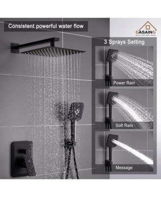 10 Inch Wall Mounted Square Shower System Set with Handheld Spray