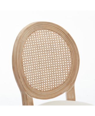 Solid Wood Bar Stools Set of 2, Rattan Back Kitchen Bar Chairs with Upholstered Seat-The Pop Home