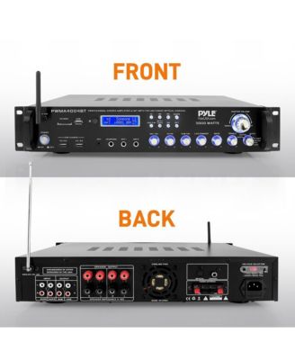 Bluetooth Hybrid Amplifier Receiver - Pro Audio Multi-Channel Stereo Pre-Amplifier System with (2) UHF Wireless Microphones & Digital Optical/Coax, MP3/USB/SD Readers, FM/AM Radio, Rack Mount (3000W MAX)