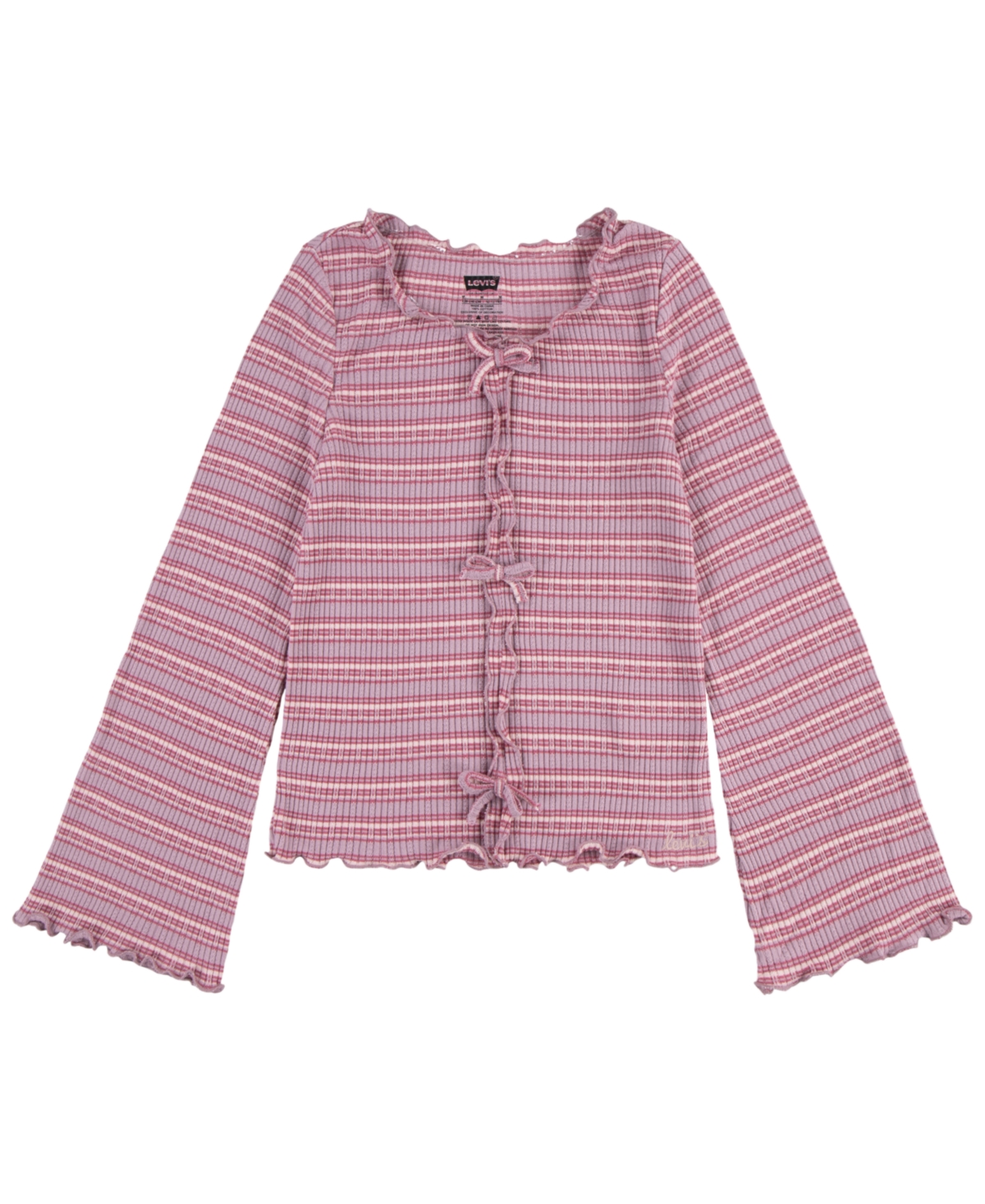 Levi's Big Girls Ribbed Bell-sleeve Knit Top In Ahsmauve S