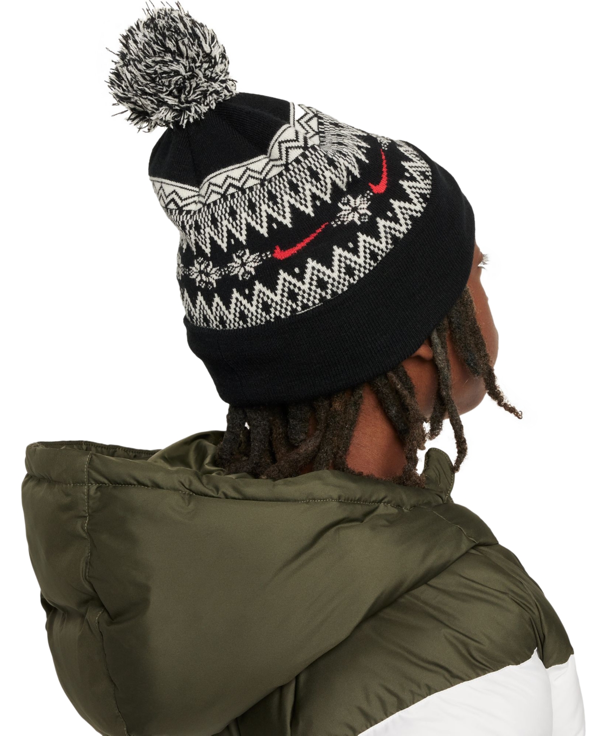Nike Big Kids Peak Pom Beanie In Black,unvr