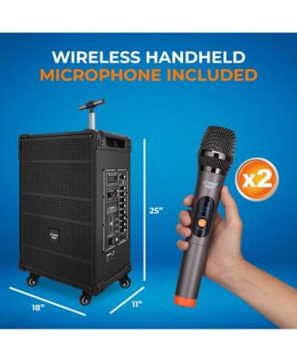 12" Portable Wireless BT Streaming PA Speaker System - Built-in Rechargeable Battery, Wireless Microphone, USB/Micro SD/FM, 800W