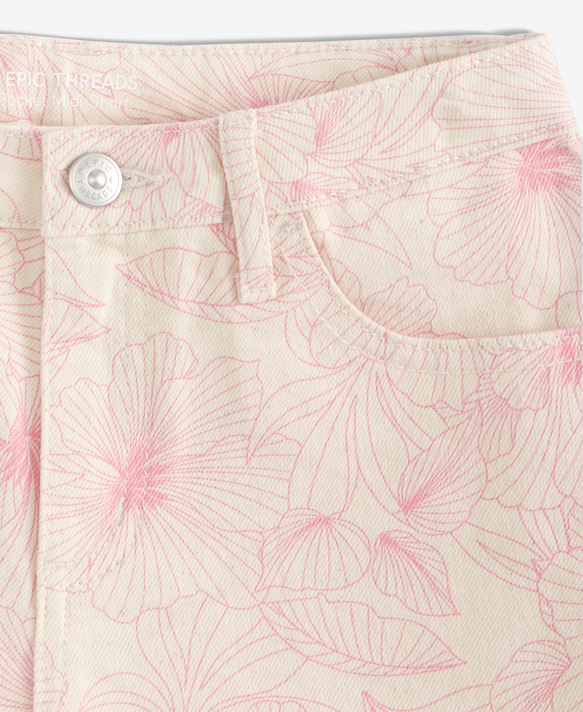 Shop Epic Threads Little & Big Girls Floral-print Denim Midi Shorts, Exclusively At Macy's In Riviera Wa