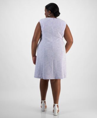 Plus Size Metallic-Threaded Sleeveless Dress