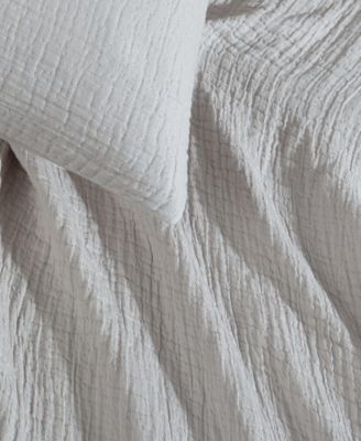 Washed Texture Solid Cotton Jacquard 3 Piece Comforter Set, Queen