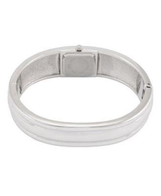 Women's Silver-Tone Crystal Accented Cuff Bangle Fashion Watch