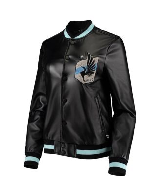The Wild Collective Womens Black Minnesota United FC Full-Snap Bomber Jacket 26790₽