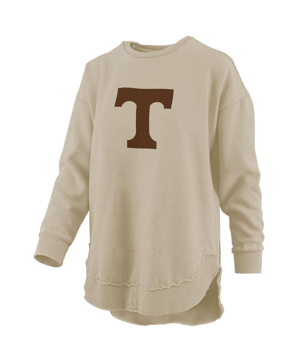 PRESSBOX WOMEN'S TAN TENNESSEE VOLUNTEERS PONCHO FLEECE PULLOVER SWEATSHIRT 