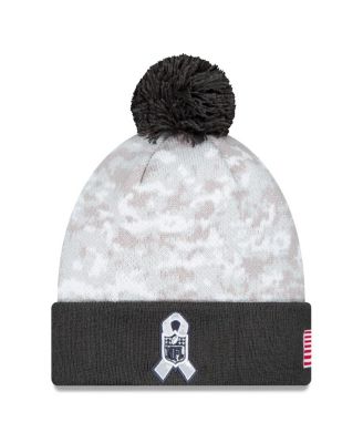 Men's White/Graphite Dallas Cowboys 2024 Salute To Service Digital Camo Cuffed Knit Hat with Pom