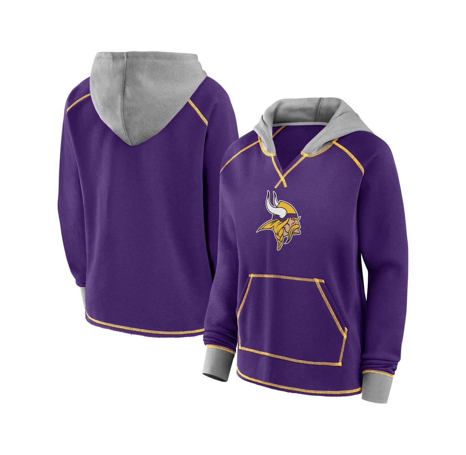 Women's Purple Minnesota Vikings Boom Fleece Pullover V-Neck Hoodie