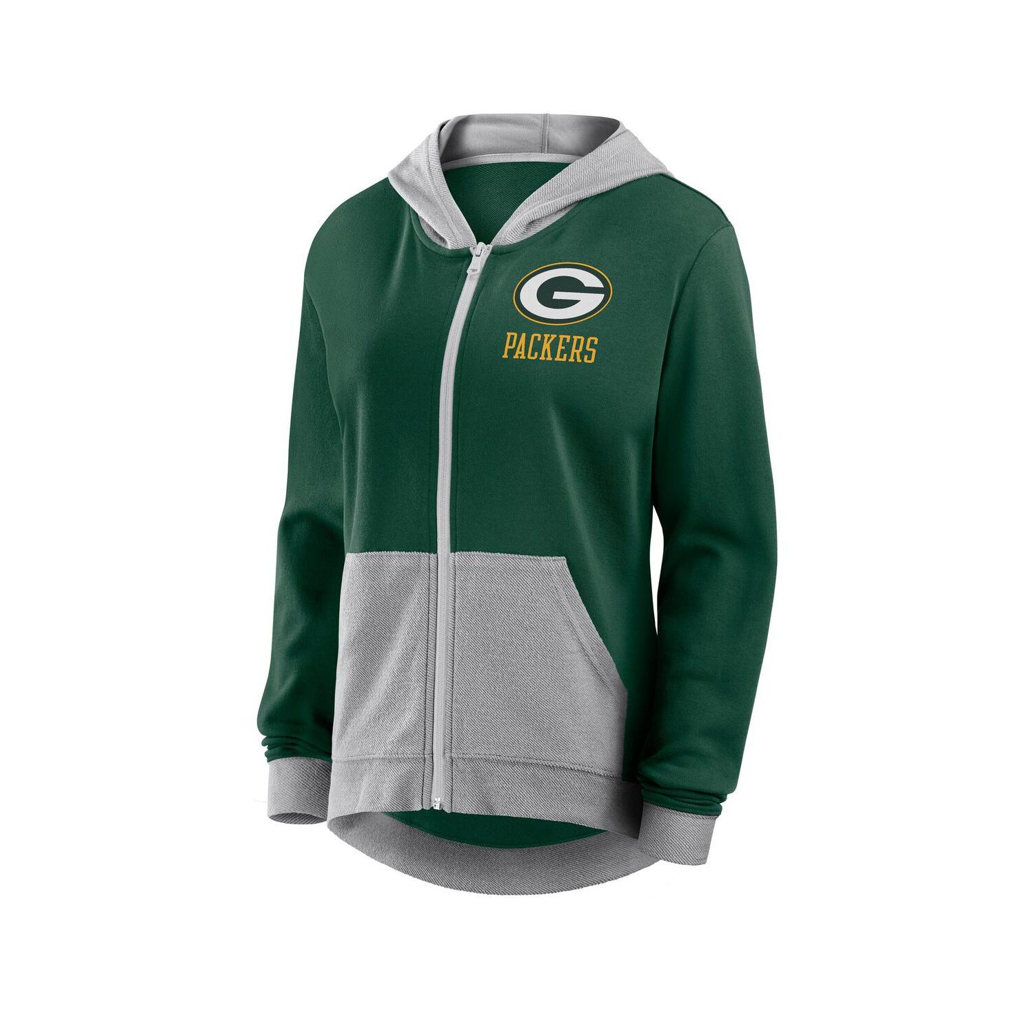 Women's Green Green Bay Packers Hit It French Terry Full-Zip Hoodie