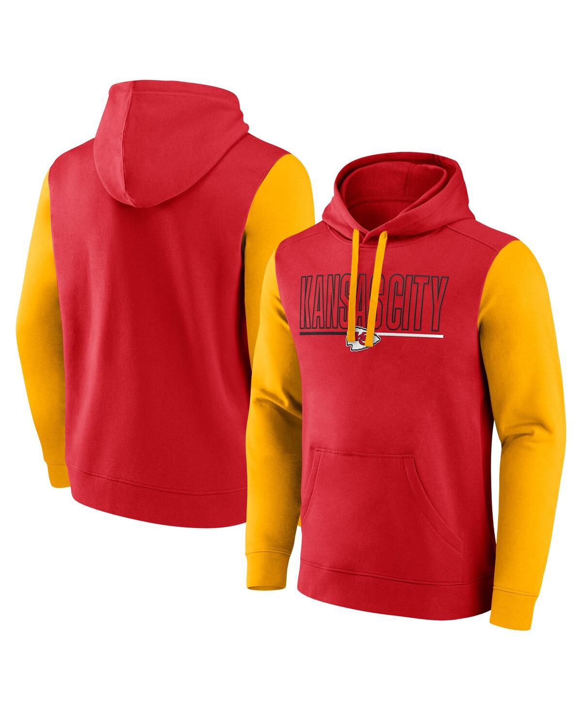 Fanatics Men's Red/Gold Kansas City Chiefs Outline Pullover Hoodie - Red, Gold
