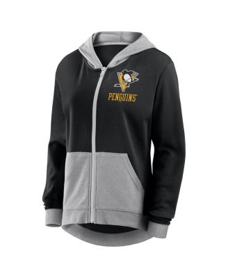 Logo Athletic Womens Black Pittsburgh Penguins Hit It French Terry Full-Zip Hoodie 14290₽