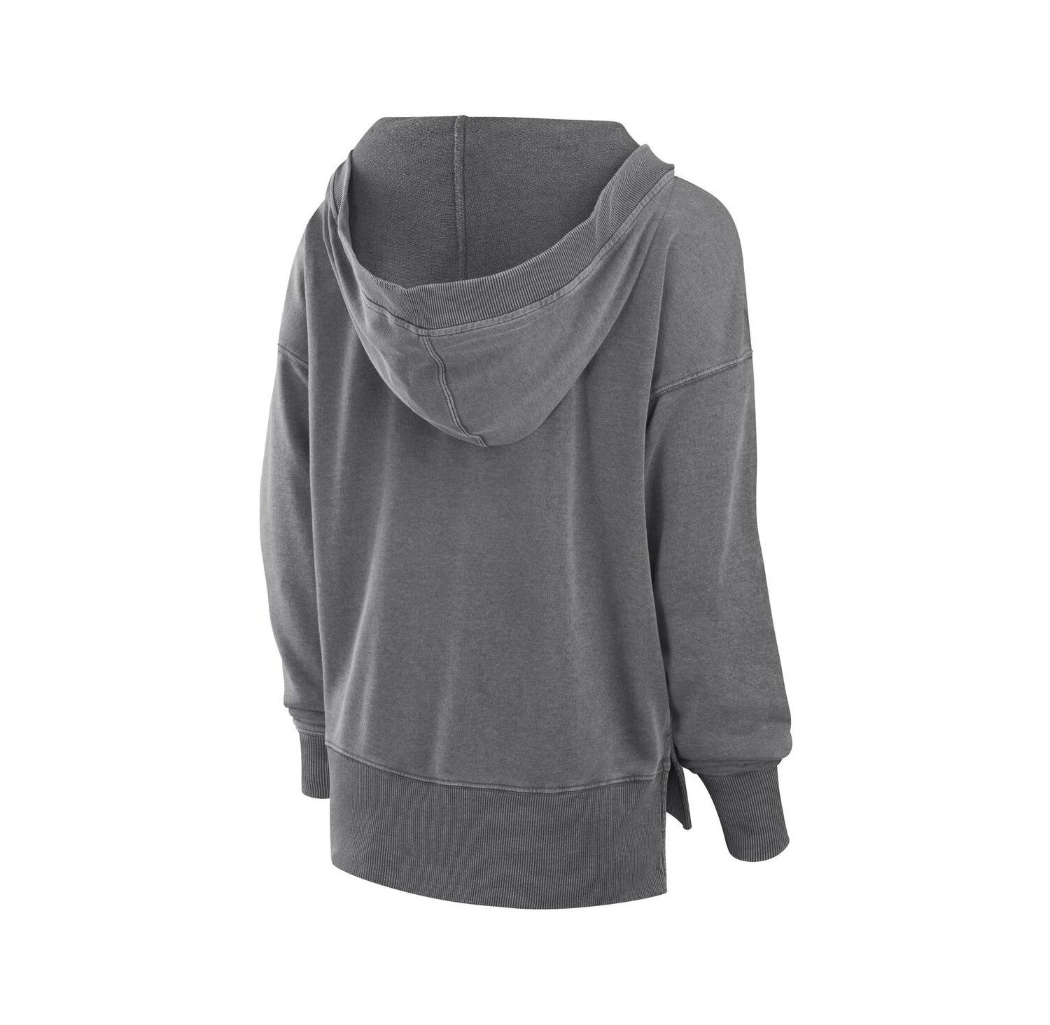 Women's Heather Gray Michigan Wolverines Initiative Snow Wash French Terry V-Neck Pullover Hoodie