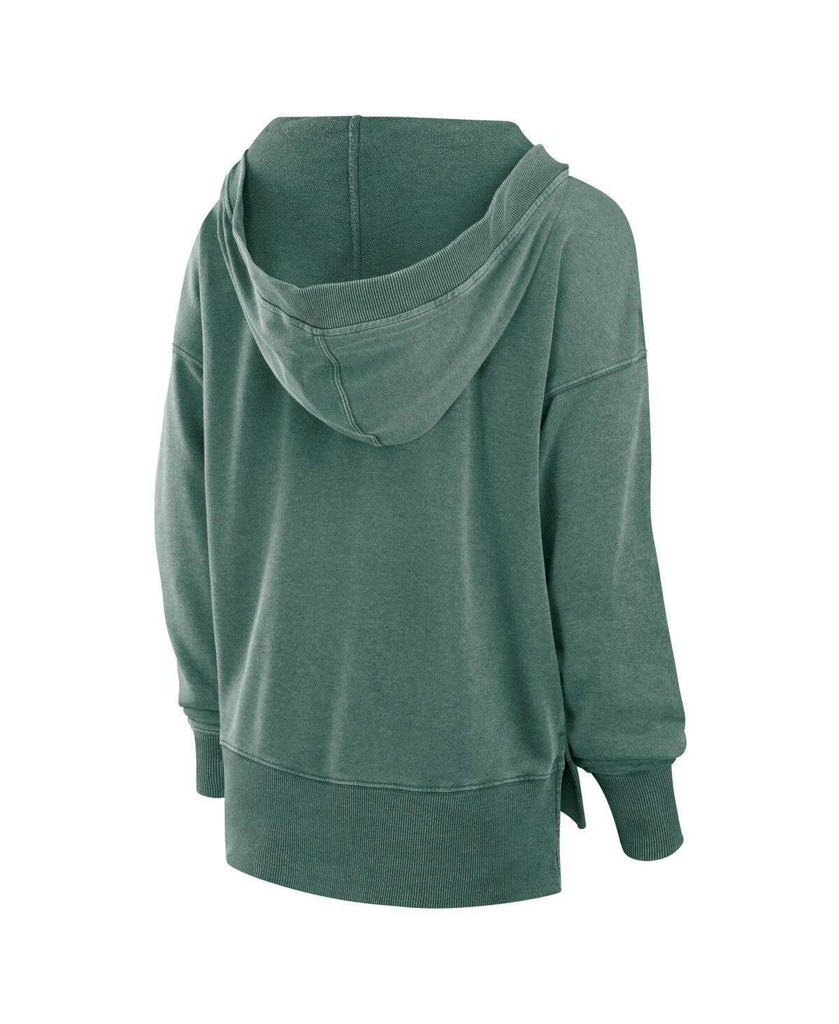 Fanatics Women's Green Michigan State Spartans Initiative Snow Wash French Terry V-neck Pullover Hoodie In Green