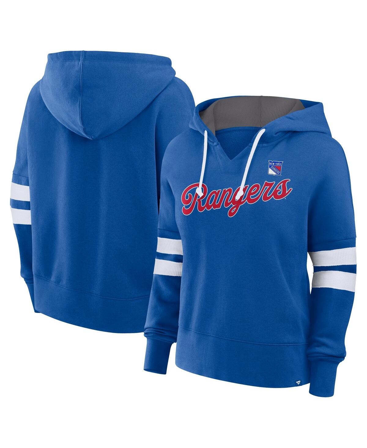 Women's Blue/White New York Rangers Seize Fleece Pullover Hoodie - Blue, White