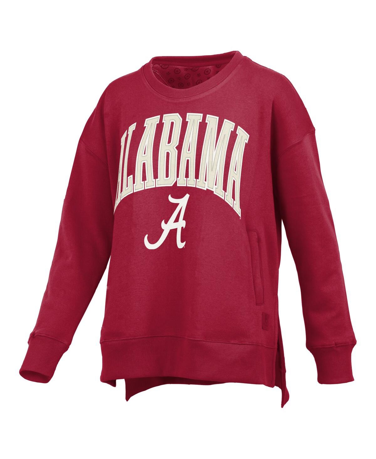 PRESSBOX WOMEN'S CRIMSON ALABAMA CRIMSON TIDE POCKETED ARCH PULLOVER SWEATSHIRT 